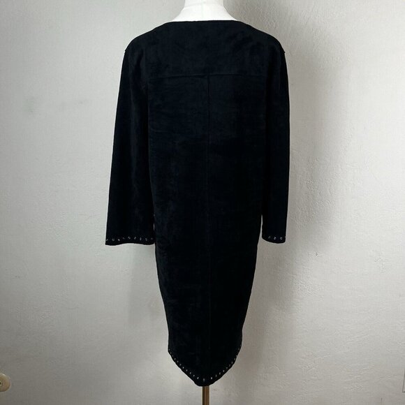 Velvet by Graham & Spencer Black Faux Suede Western Raleigh Shift Dress Small - Picture 7 of 13